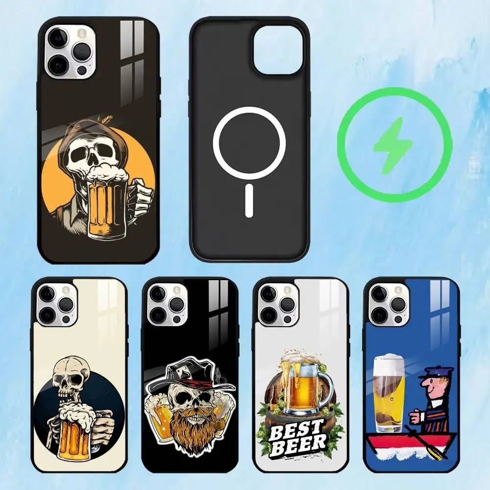 

B-Beer A-Alcoho Phone Case For iPhone17,16,15,14,13,12,11 Plus,Pro Max Magnetic For Magsafe Wireless Charging