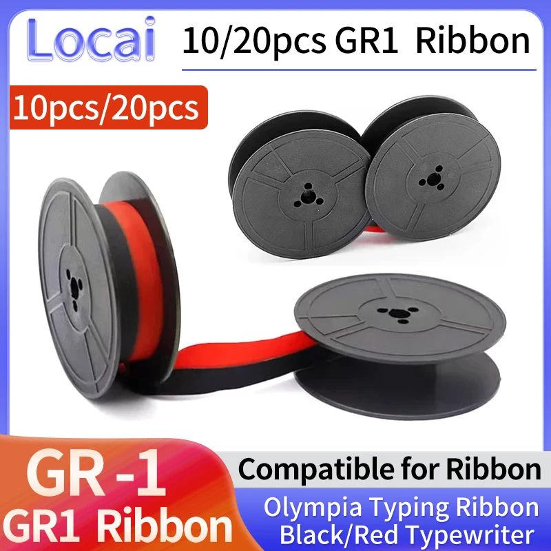 10pcs/20pcs Compatible GR1 GR-1 Ribbon GR1 DIN2103 Typewriter Ribbon 1/2 Inch For Olympia Typing Ribbon Universal Black/Red