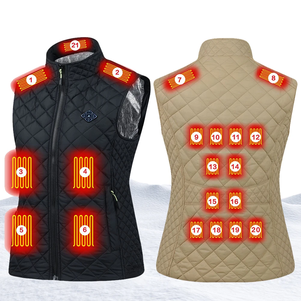 

21 Heating Zones USB Heated Vest Electric Heated Jackets Sportswear Heated Coat for Women