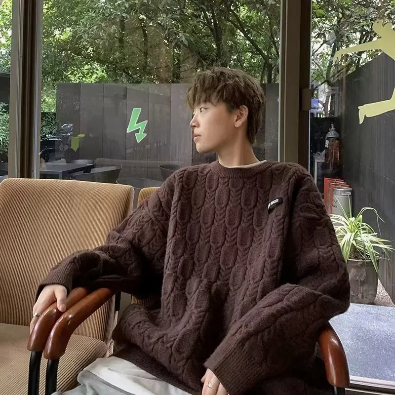 

Свободный крой, осенне-зимний вязаный свитер большого размера, длинная свековая круглая Ne, повседневная мужская футболка выше 250, круглая футболка Ne Swe...