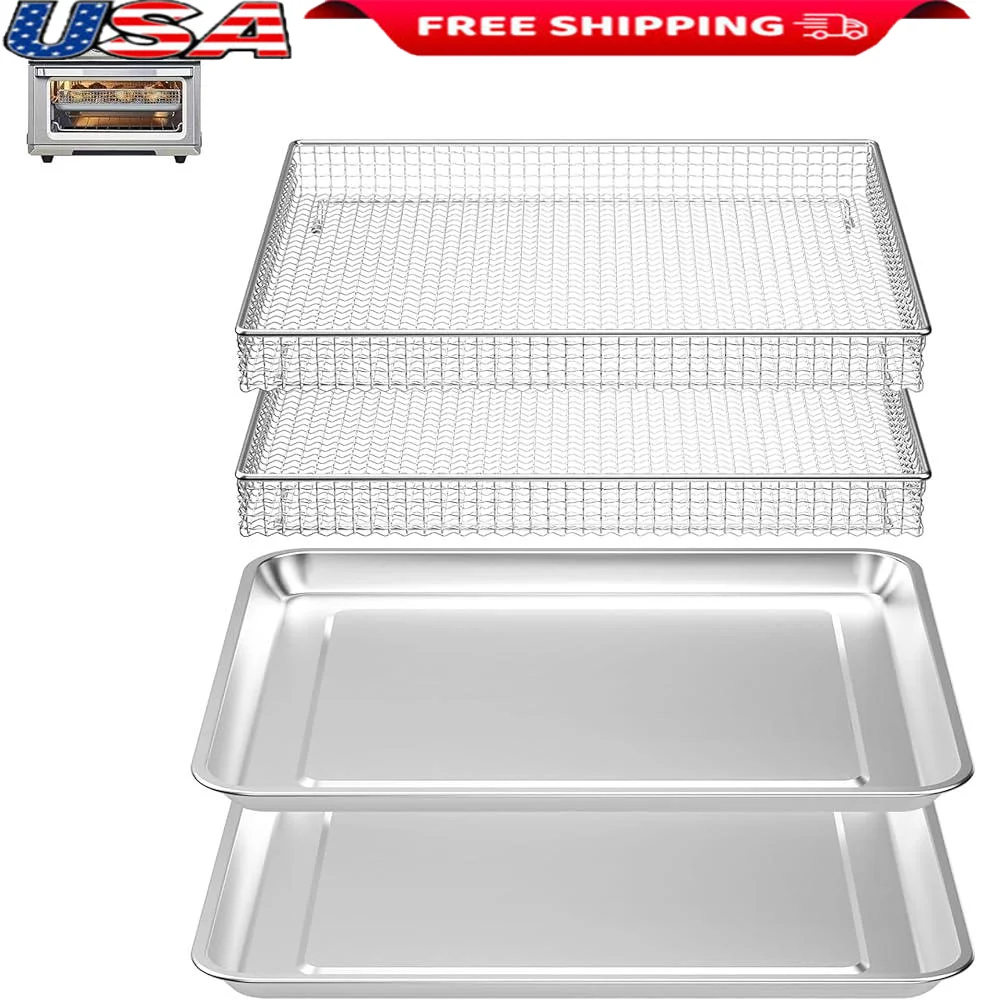

Stainless Steel Air Fryer Basket Tray Compatible Cuisinart Airfryer TOA-060 TOA-065 Perfect Healthy Cooking Kitchen Essentials