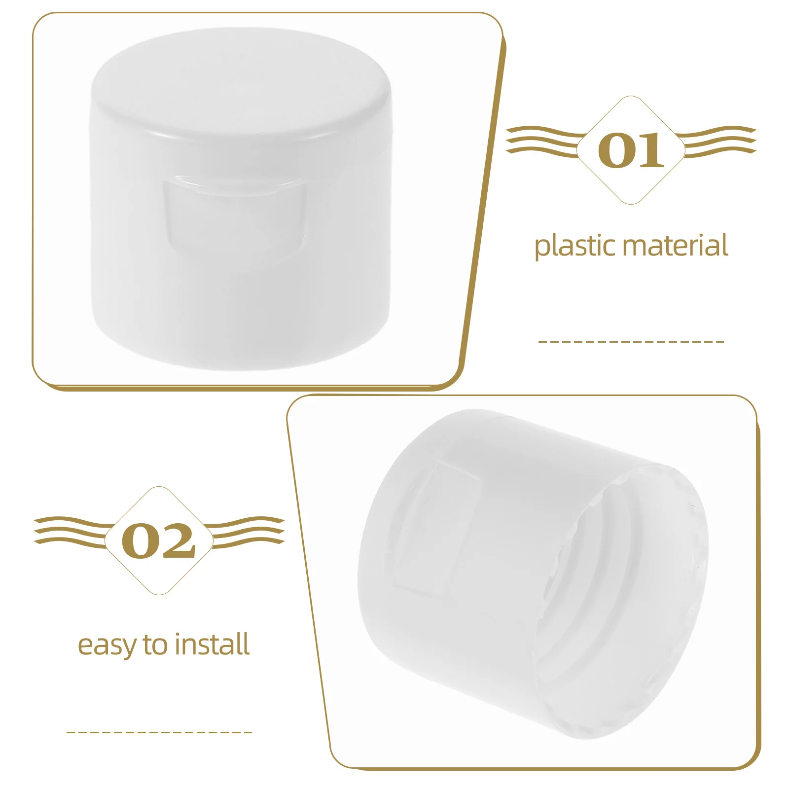 50Pcs Dispensing Bottle Caps White Flip Top Replacement Lids for Travel Toiletries Squeeze Bottles Shampoo Cream Hand