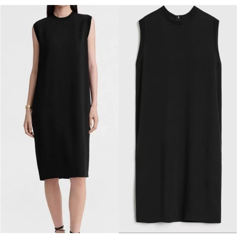 

Nordic TT Women's Sleeveless Ribbed Edge Commuter Versatile Straight Tube Medium Length Dress