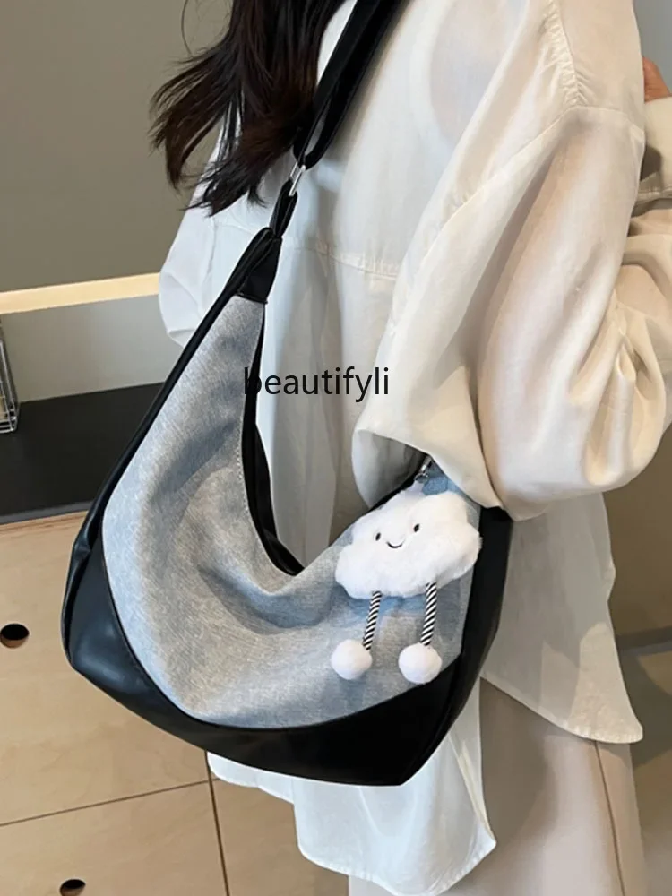 Korean Style Trendy Underarm Dumpling Bag Women's New Fashion Simple Large Capacity Shoulder Bag Casual All-Matching Women's Bag