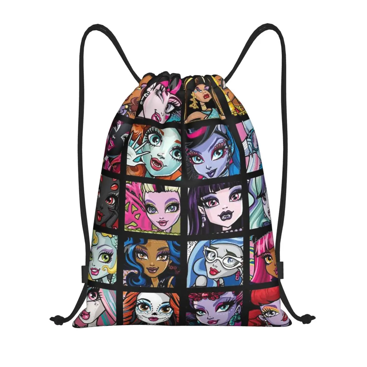 Monster High Collage Drawstring Backpack Sports Gym Bag Draculaura String Sackpack for Hiking