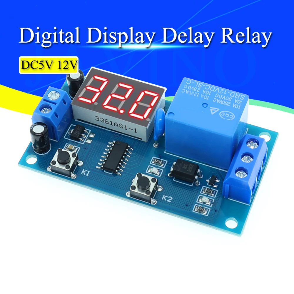 DC 12V Digital Display Delay Relay Delay Time Multi-function Module Infinite Loop Countdown Switch Control Module Timer Module