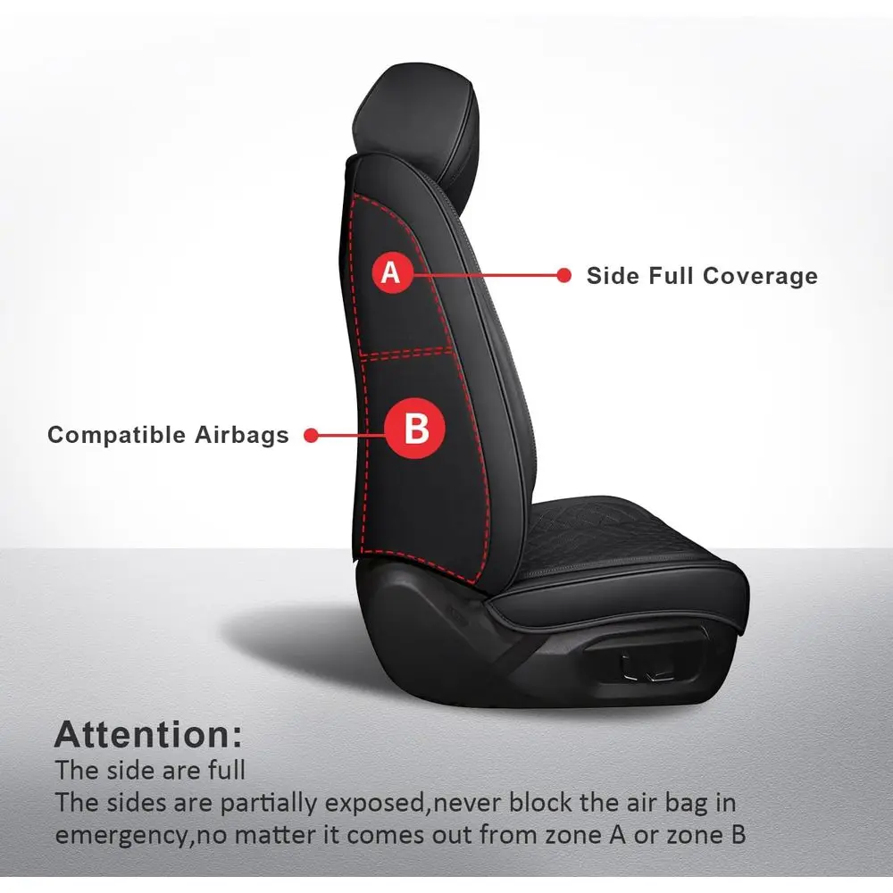 Full Coverage Black Waterproof Leather Seat Covers for SUVs, Sedans, and Trucks