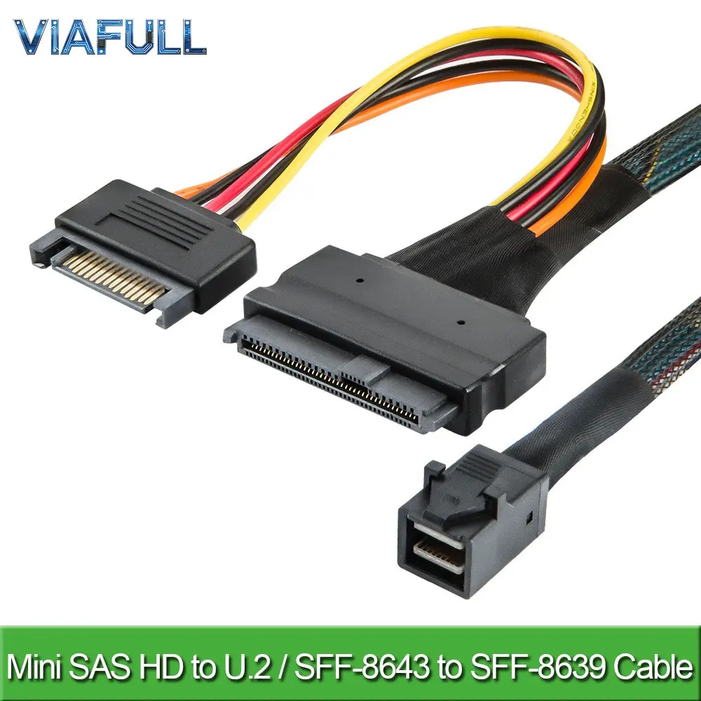 MiniSAS SFF-8643 to SFF-8639 (U.2) Cable, 0.5m 1m, for NVMe SSD, Support All NVMe Drives, Server Internal High Speed