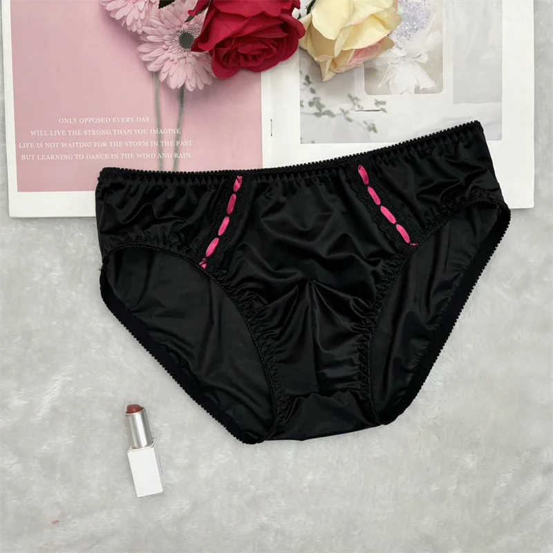Man's Rose Red Glossy Smooth Silky Touch Briefs Panties Live Show Dance Costumes Private FKK Party LGBQT