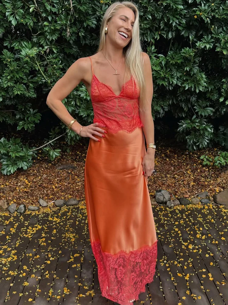 

Ticketsx Sexy Lace Patchwork Long Dress Solid Plunge See Through Hollow Out Slim Dress Elegant New Backless Party Evening Dress