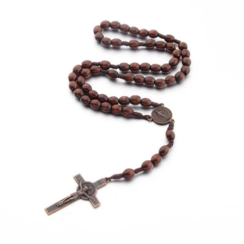 Wooden Rosary Necklaces Hand Made Wooden Rosary Necklaces For Men Women Jewelry Christian Prayer Religious Gift