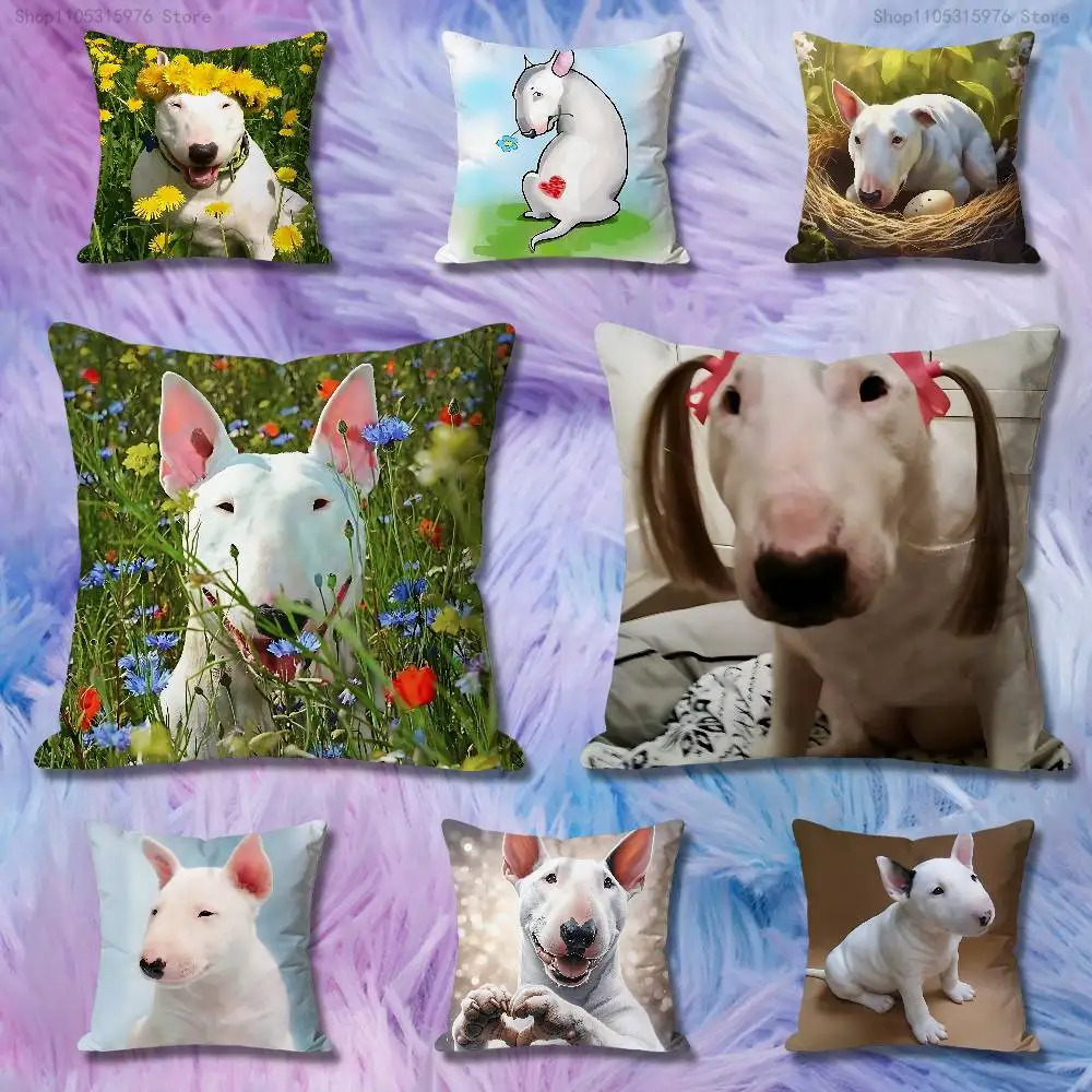 

B-Bull T-Terrier Dog Funny Pillow Cases for Bedroom Living Room Sofa Home Decor Polyester Cushion Cover with Zipper