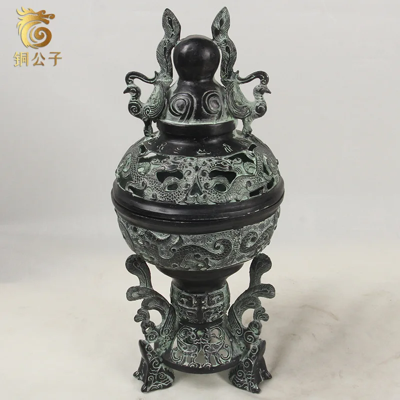 Three Frogs Antique Bronze Craft Animal Shape Retro Incense Burner Home Decor Prop