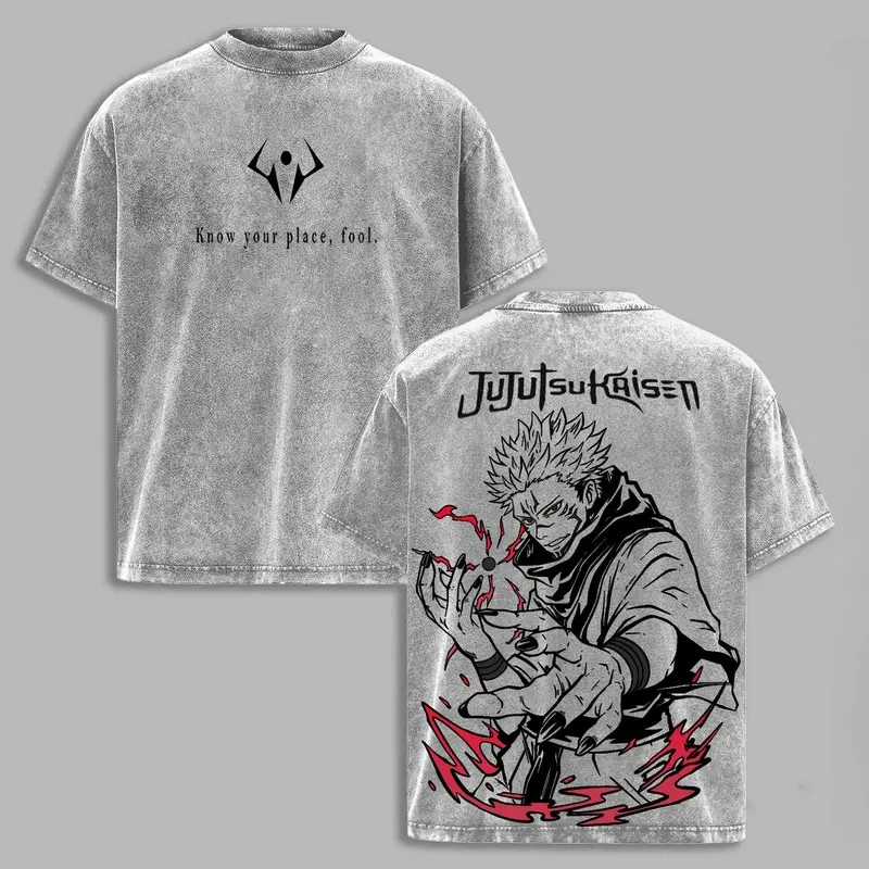 

Jujutsu Kaisen Manga Ryomen Sukuna Graphic T-shirt Vintage Washed Oversized T Shirt Men Women Clothing Cotton Short Sleeve Tees