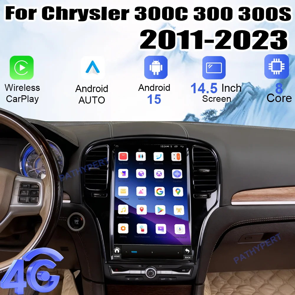 

Android 15 Car Radio 14.5" For Chrysler 300C 300 300S 2011-2023 Stere HD Screen 2.5K Qualcomm 6125 Chip Carplay Head Unit 4G FM