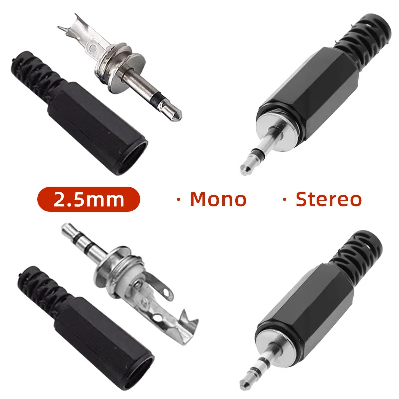 

5 шт. сварочный тип аудио стерео/моно штекер 2,5 мм аудиоразъем с пластиковым корпусом