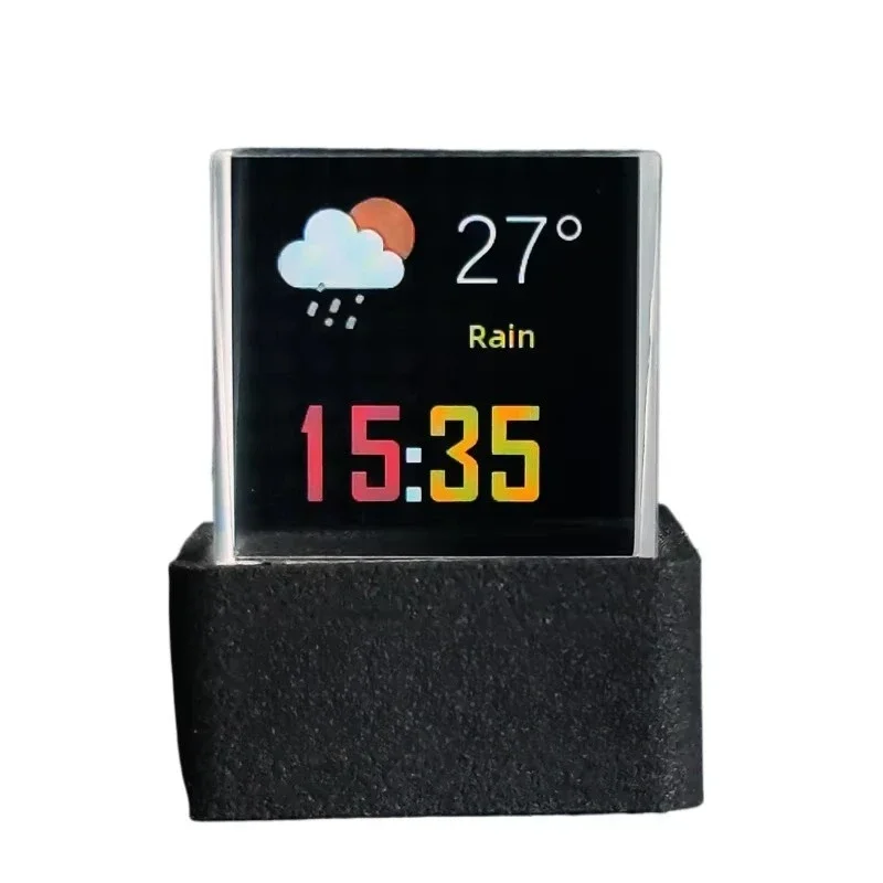 

Crystal Cube Photo Display Holographic Desktop Smart Weather Station Digital Clock with GIF Animated Album