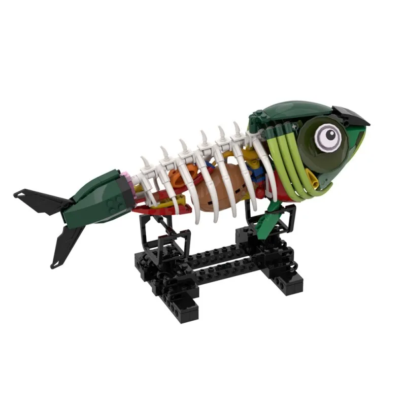 Gobricks MOC Bone Fish Building Blocks Sea Animal Life Bricks Modello Organi interni del pesce Assemblaggio Giocattolo educativo Regalo per il capretto