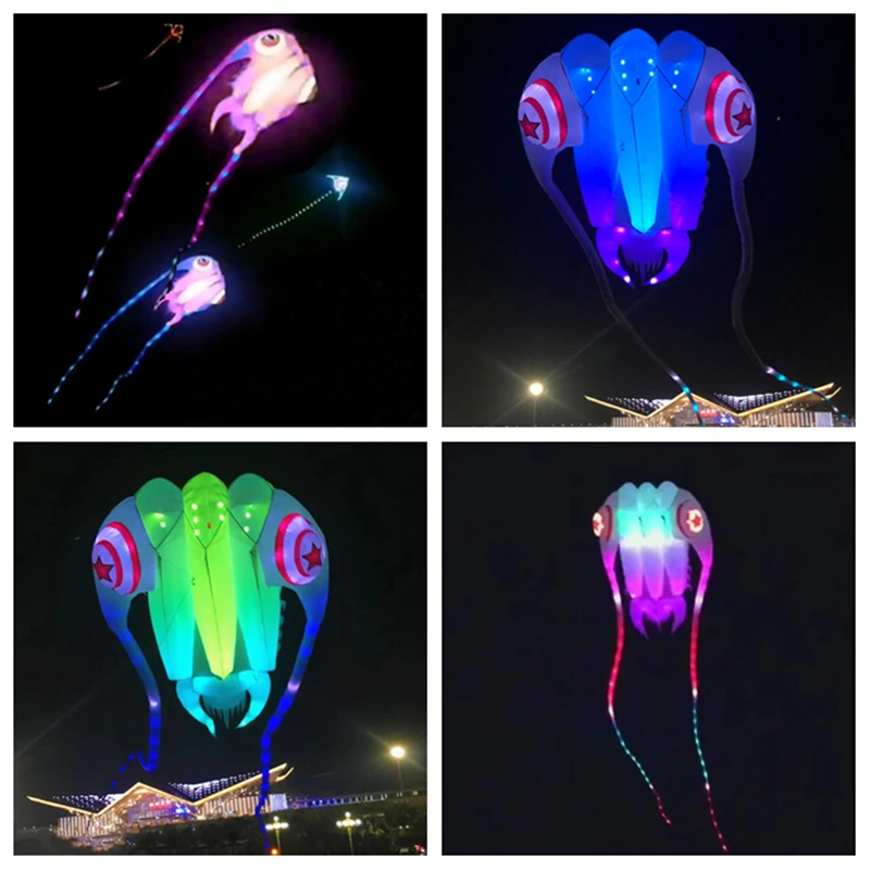 free shipping led kite for adults kite flying trilobites kites waterproof ripstop nylon fabric Outdoor toys voar pipe weifang