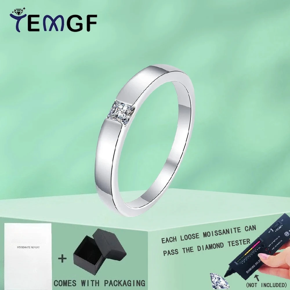 

TEMGF 0.3CT Moissanite Ring GRA Certification S925 Sterling Silver for Women Men Fine Jewelry Fashion Couple Ring Love Gifts