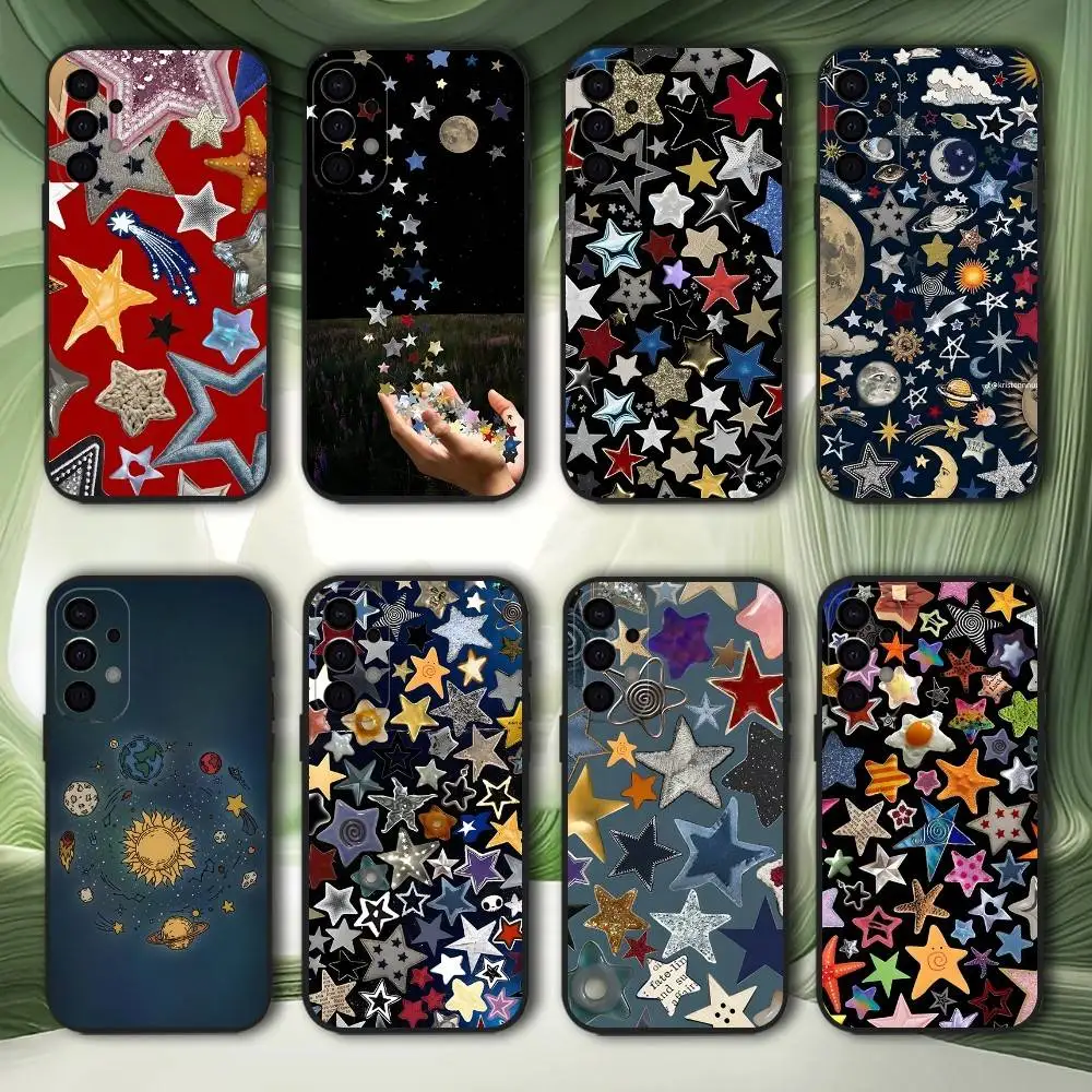 

Colorful Star Phone Case For Samsung S25,S24,S21,S22,S23,S30,Ultra,S20,Plus,Fe,Lite,5G Black Cover