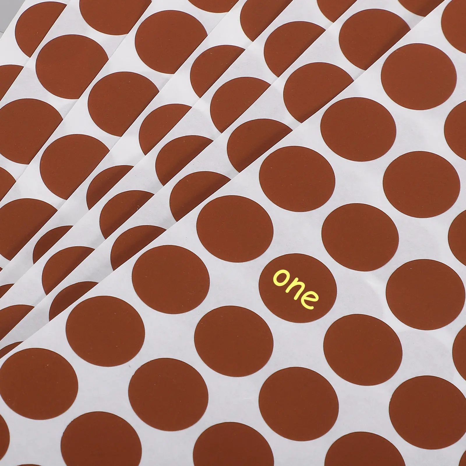 10Sheets Round Gold Adhesive Dot Labels Coated Sticker Strong Adhesion Brown Decorative Labeling Supply for Office School Home
