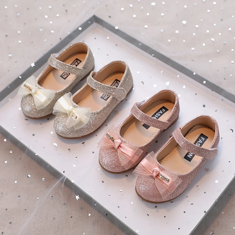 Kid's Shoes Girls Butterfly Shining Design Casual Soft Soled Children's Shoes New Sweet Princess shoes Versatile Style