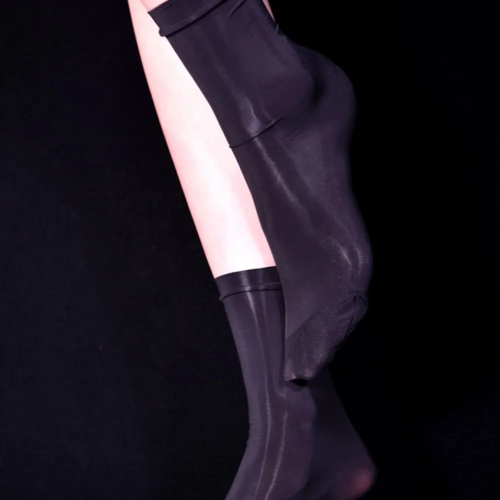 New 25cm Oily Socks Breathable Nylon Silky Socks Soft Oil Shiny Sheer Ultra Thin Socks Men Women