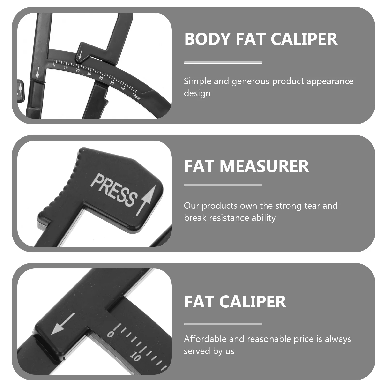 

2Pcs Handheld Body Fat Caliper Skinfold Measurement Device for Men Women Portable Fat Measuring Set Skinfold Caliper