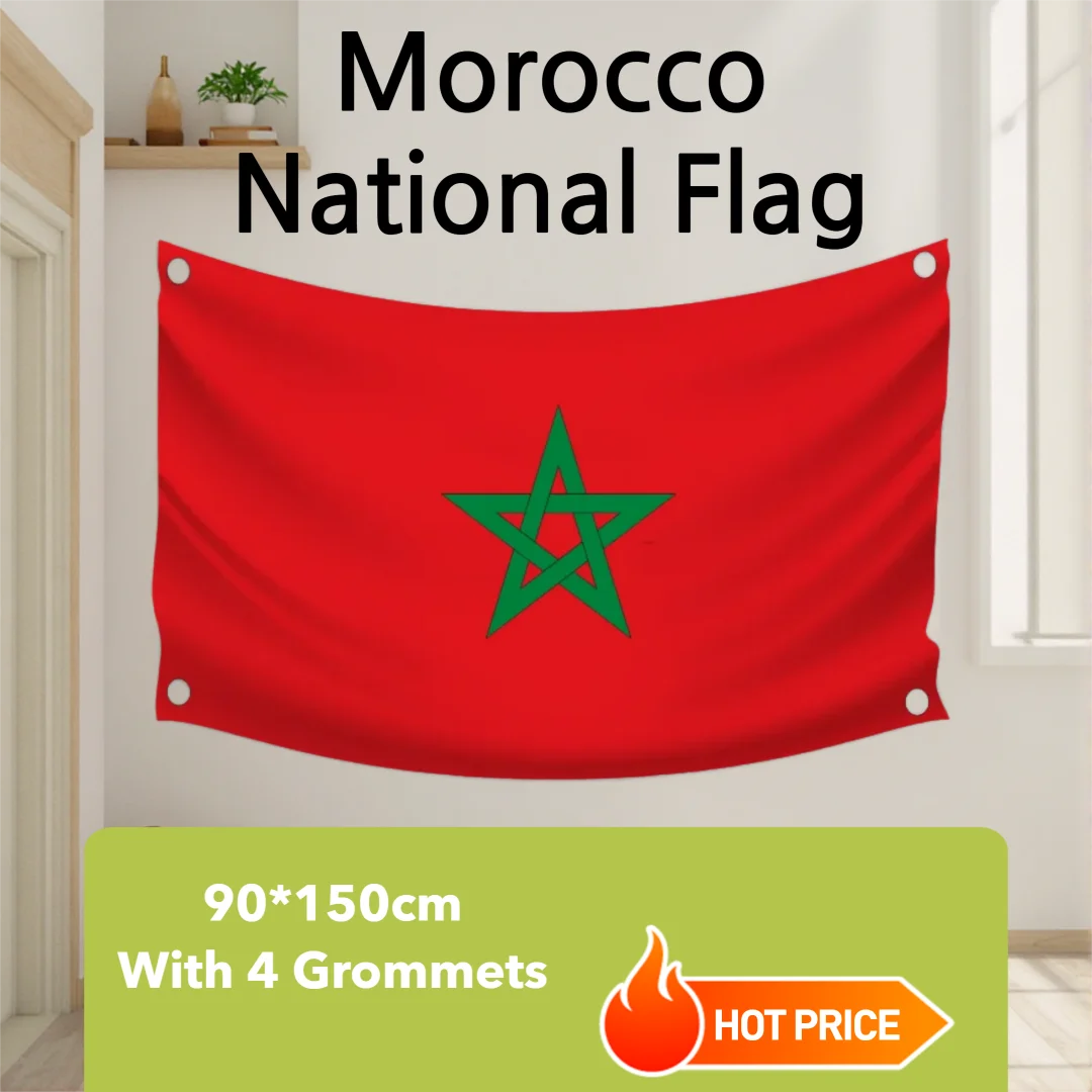 Marokko-Flagge 90x150 cm 100D Polyester mit 4 Ösen für Innen- und Außendekoration Banner
