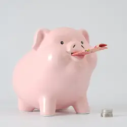 European Ceramic Piggy Bank Cute Cartoon Animal Money Box Pink Piggy Bank Multifunctional Storage Box Ornaments Home Decoration