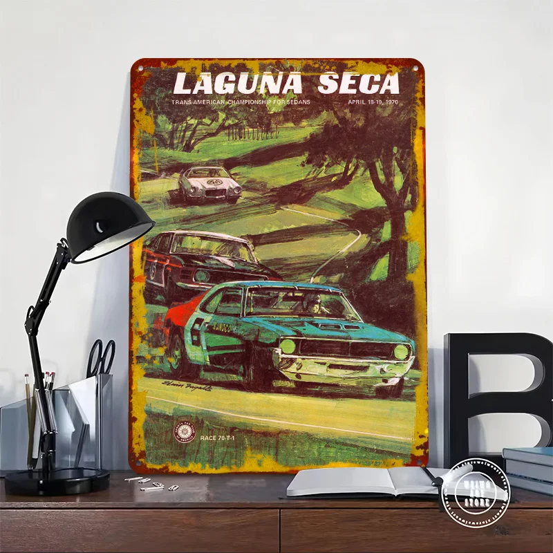 Trans American Sedans Championship April 1970 Poster Customized Vintage Metal Signs Wall Art Retro Tin Plaque for Fans Man Cave