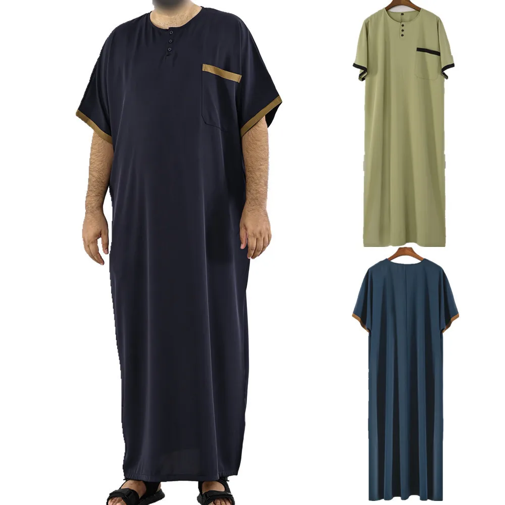 

Men Traditional Muslim Long Robe Dress Gown Abaya Saudi Arabia Eid Prayer Jubba Thobe Arab Blouse Arabic Kaftan Islamic Clothing