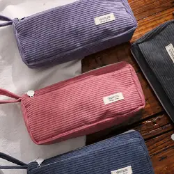 Borsa cosmetica coreana in velluto a coste piccola custodia per il trucco borsa da toilette da viaggio portatile da donna Organizer per Necesserie astuccio per matite carino per studenti