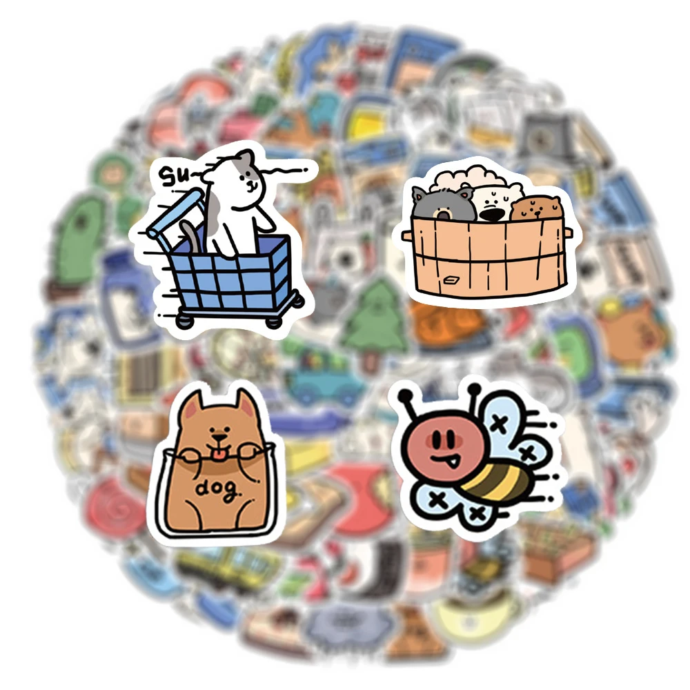 

10/30/50/100pcs Funny Cartoon Animals Hostel Stickers Waterproof DIY Scrapbook Laptop Phone Diary Cute Graffiti Decals Kids Toy