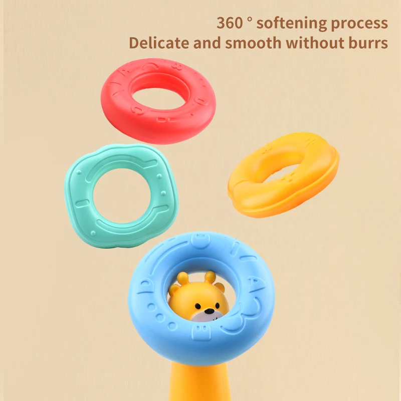 Jouet éducatif pour enfants, animaux de dessin animé, empilage, cercle arc-en-ciel, reconnaissance des formes et des couleurs, jouets pour enfants, casse-tête pour bébés