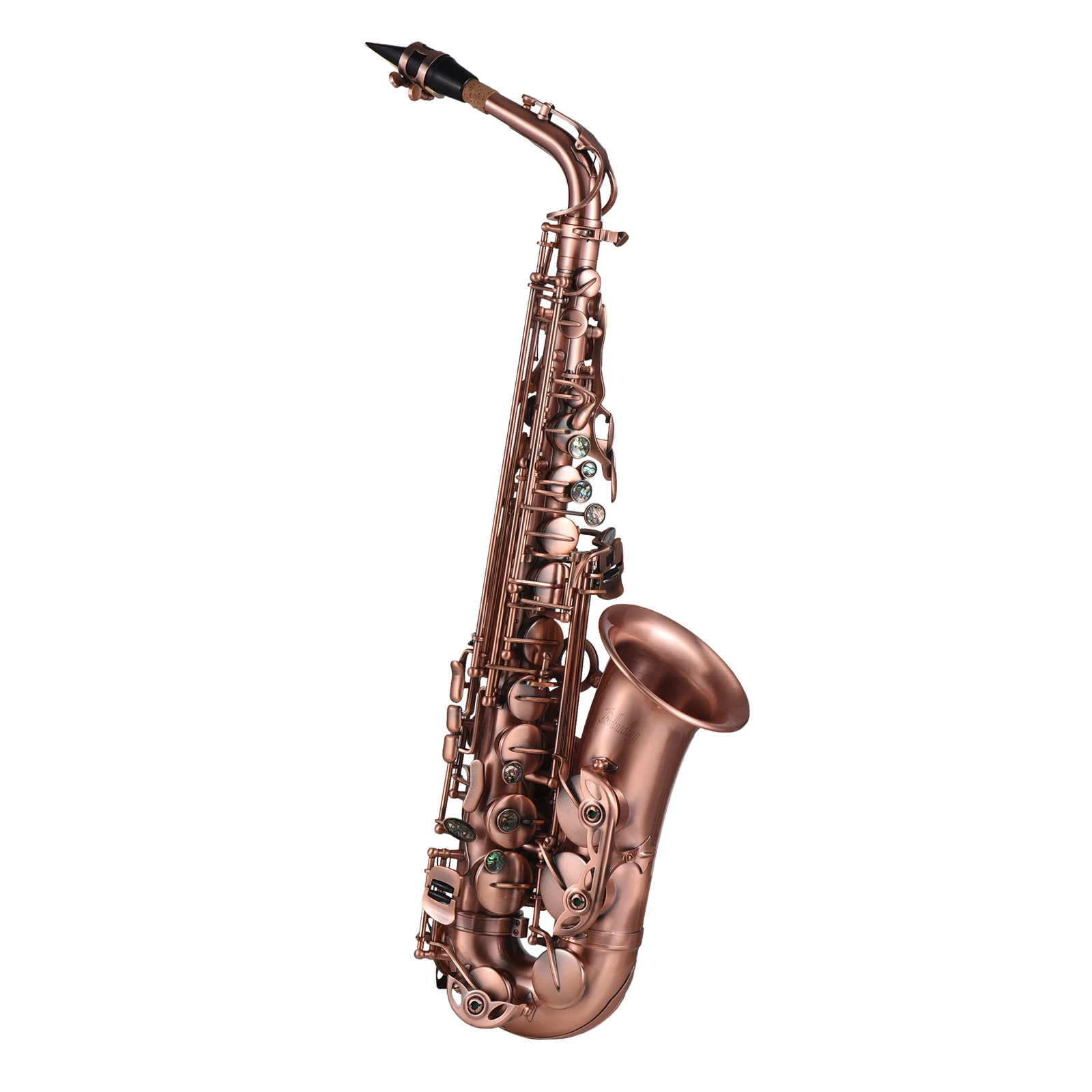 Btuty Professional Red Bronze Bend Eb E-flat Alto Saxophone Sax Abalone Shell Key Carve Pattern with