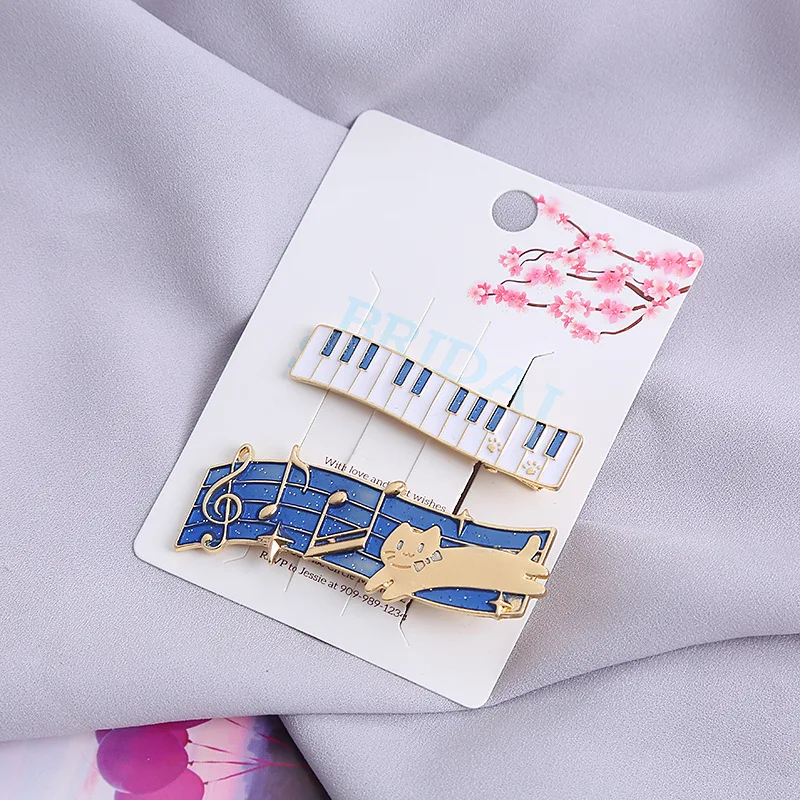 

DS NEW Piano Music Cat Hair Clips Blue Series Music Hairpin Korean Style Crab Hair Clip for Women Girls INS Hair Accessories