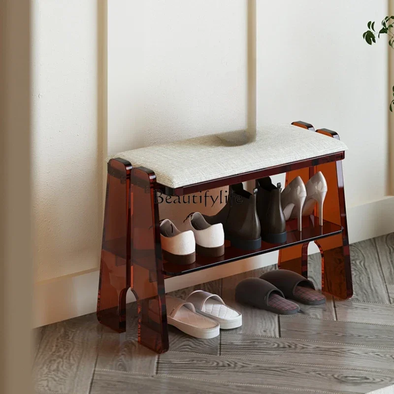 01Acrylic shoe change stool living room soft bag seat cushion enters the door entrance creative home