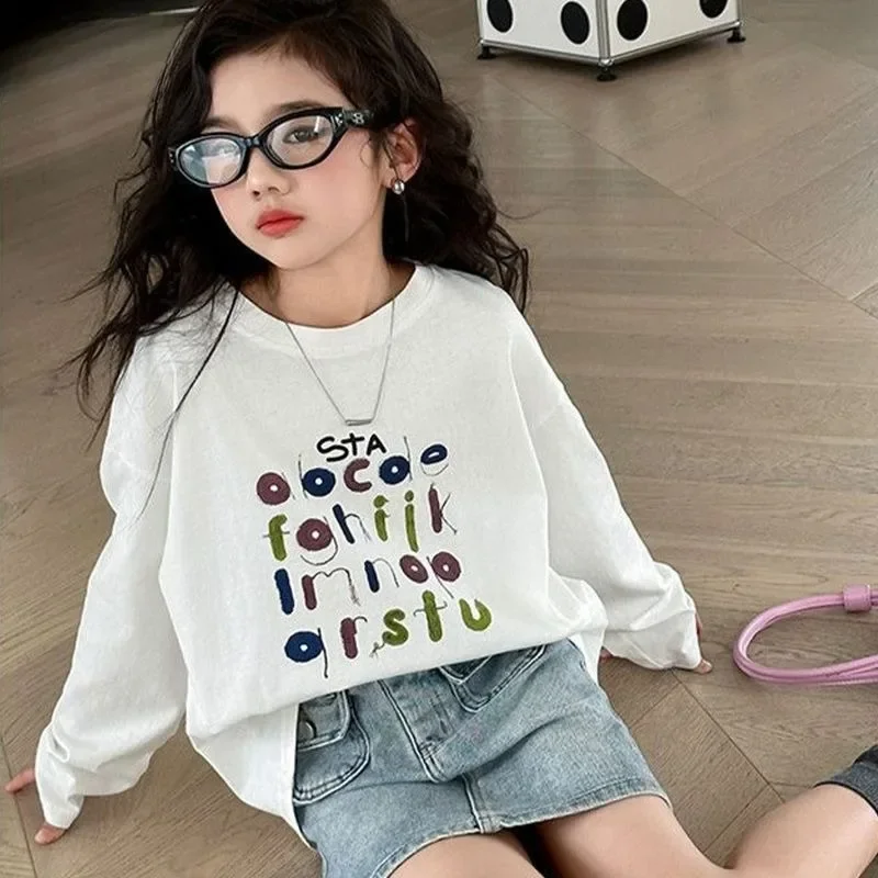 

Cartoon Long Sleeves T-shirts for Children Girl Clothes From 5 To 6 Years 10 12 Fashion Spring Autumn Kids 2025 Girls Child 11 8