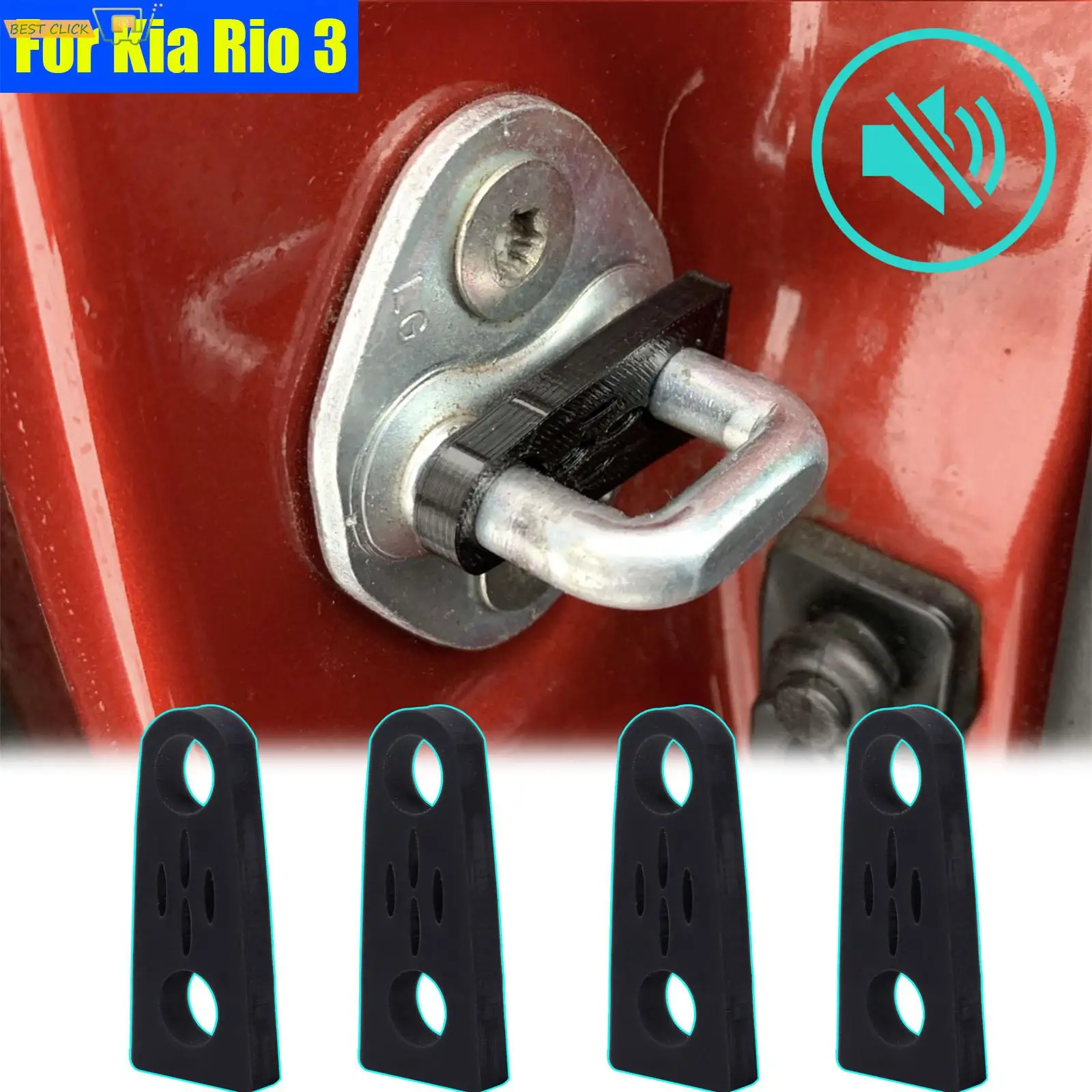 Door Lock Damper For Kia Rio 3 2011- 2016 2017 Buffer Soundproof Sound Insulation Quiet Deaf Creaking Screaks Noise Seal