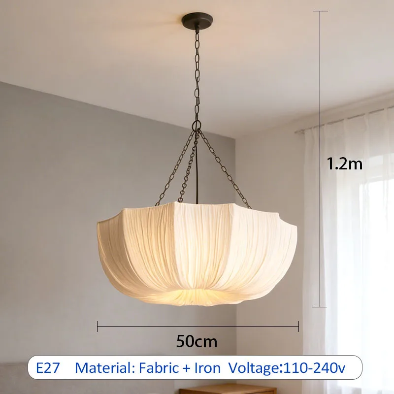 Retro ijzeren ketting plafondlamp Japanse stoffen kroonluchter woonkamer eetkamer slaapkamer hanglampen glans hangende lichtarmatuur - afbeelding 1
