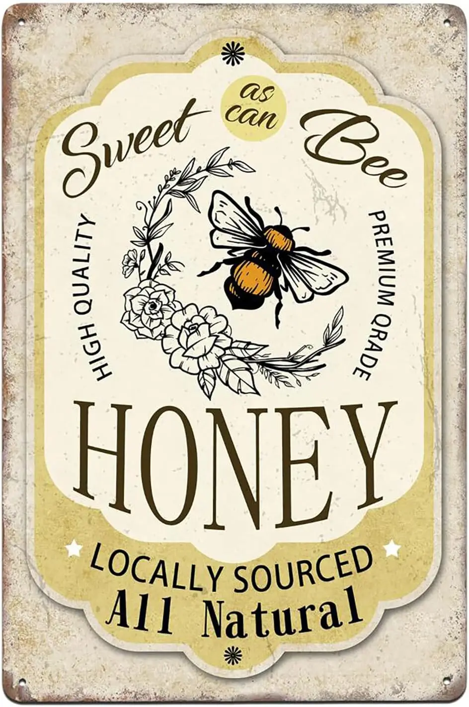 Retro Bee Tin Sign Vintage Decor Metal Sign Home Garden Bar Cafe Club Cave Wall Decor -aluminum