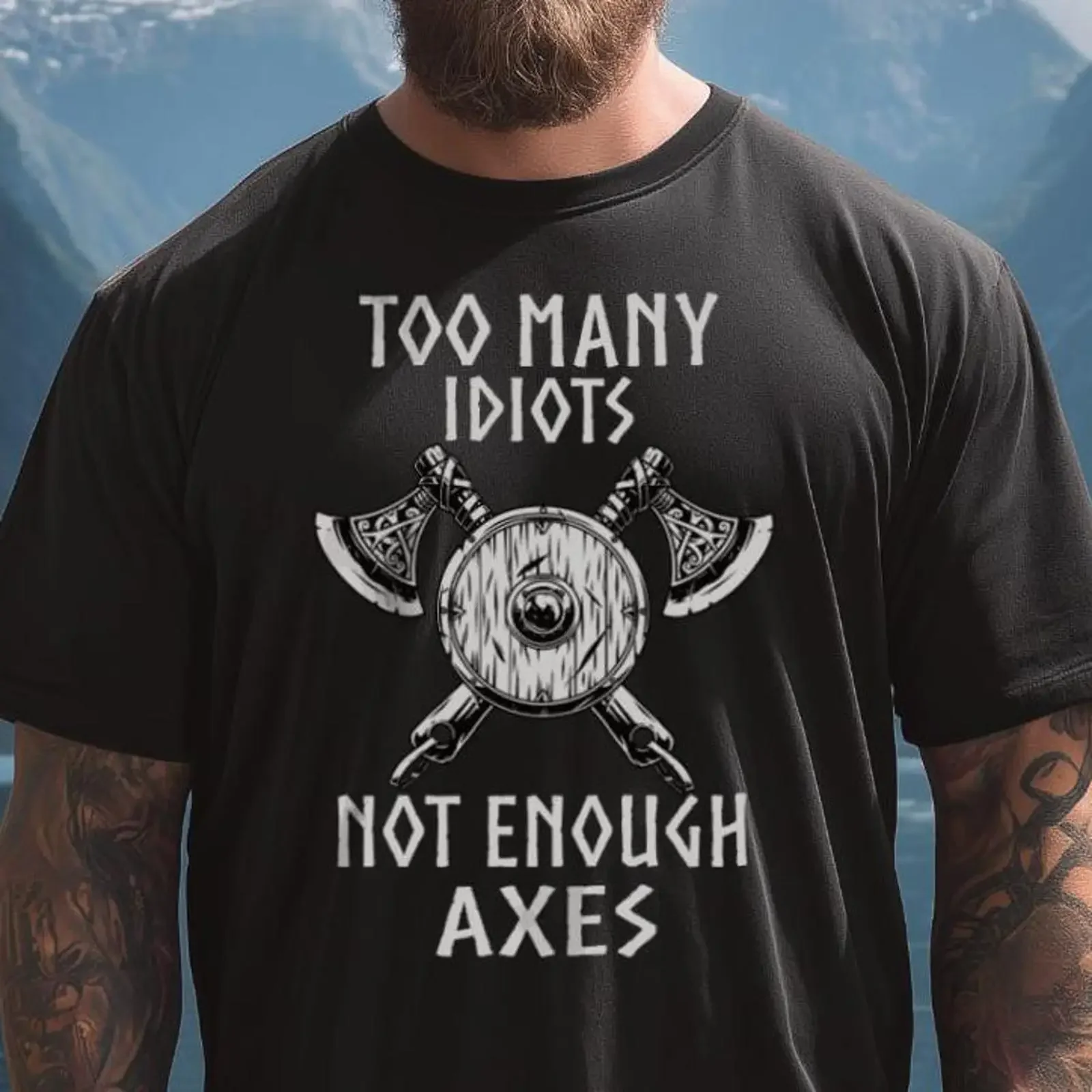 Valhalla T shirt for men and women with Too Many Idiots print Norse mythology Ideal gift fans vintage Washed fashion Casual