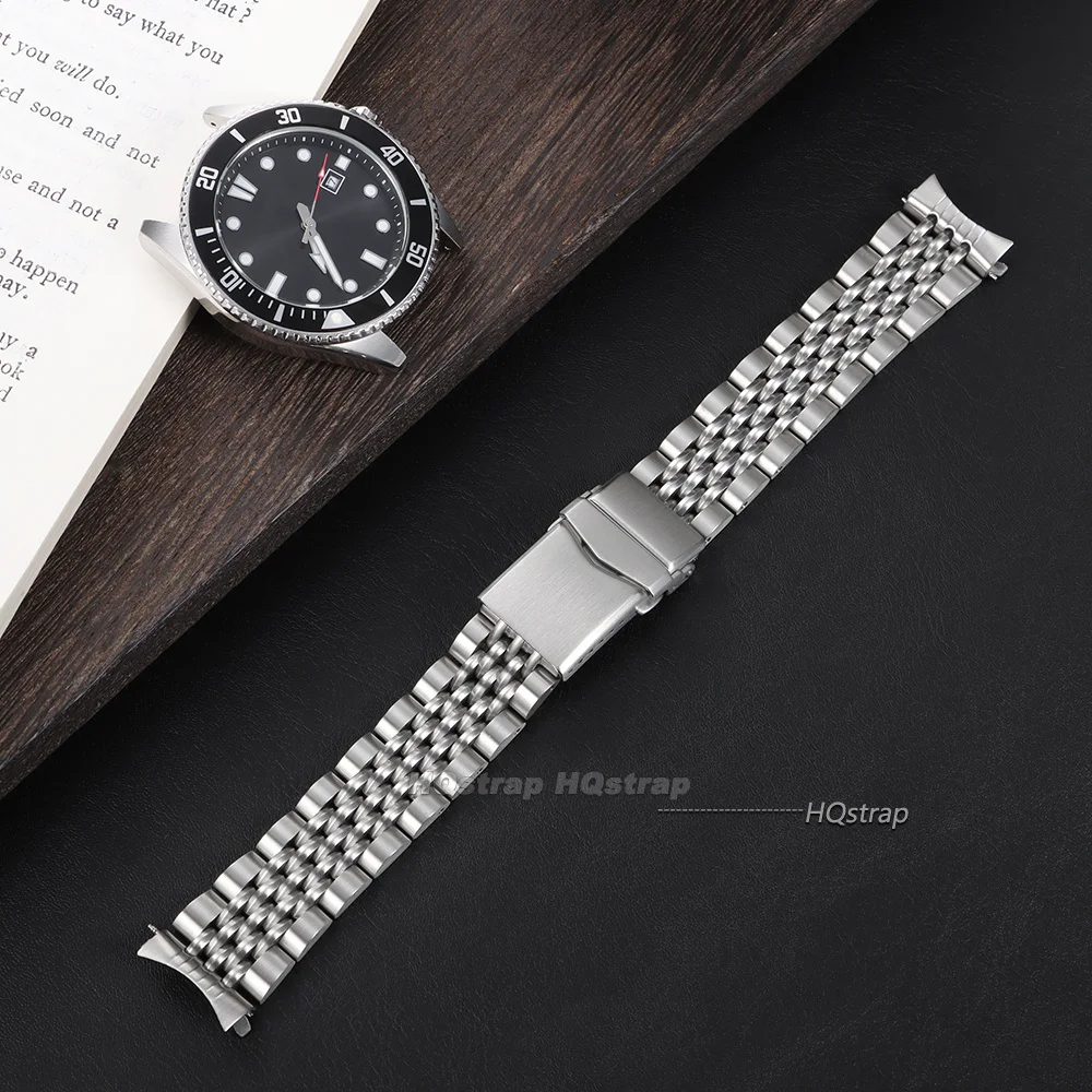 Straight/Curved End Stainless Steel Watch Strap 20mm 22mm for Jubilee SKX007/009 for Seiko Metal Bracelet Screw Link Solid Band view 4