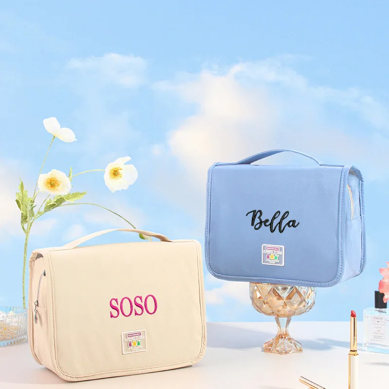 

Embroidery Name Ladies Makeup Bag Personalized Name Make up Cases Women Cosmetic Bag Travel Organizer Waterproof Storage Bag