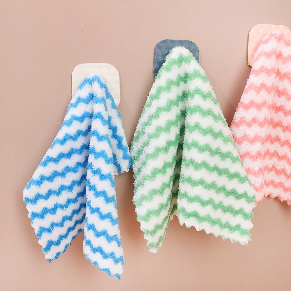 1/10Pcs Coral Fleece Dishcloths Thickened Absorbent Drying Cloth Kitchen Scouring Pad Not Stick Oil Rags Household Cleaning Wipe