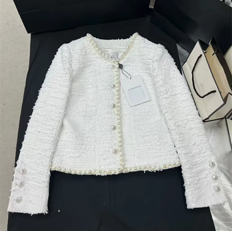 Customization European women's clothing for summer 2026 - new styles Long-sleeved white sequined single-button tweed coat