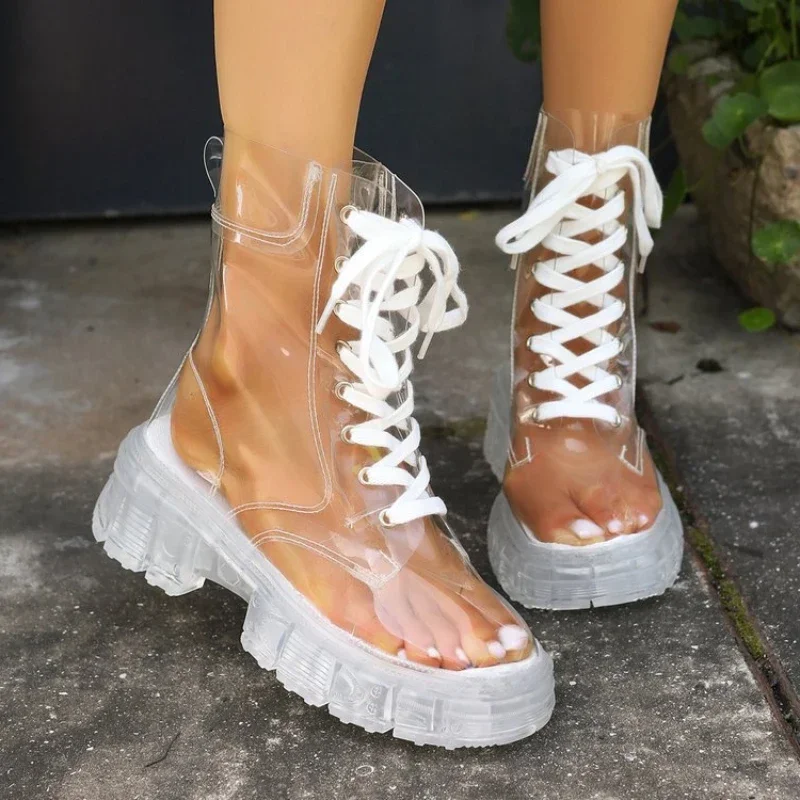 2024 New Sexy Transparent Comfortable Casual Fashion Women's Shoes Increased Wear-Resistant Winter Boots Chaussure Femme