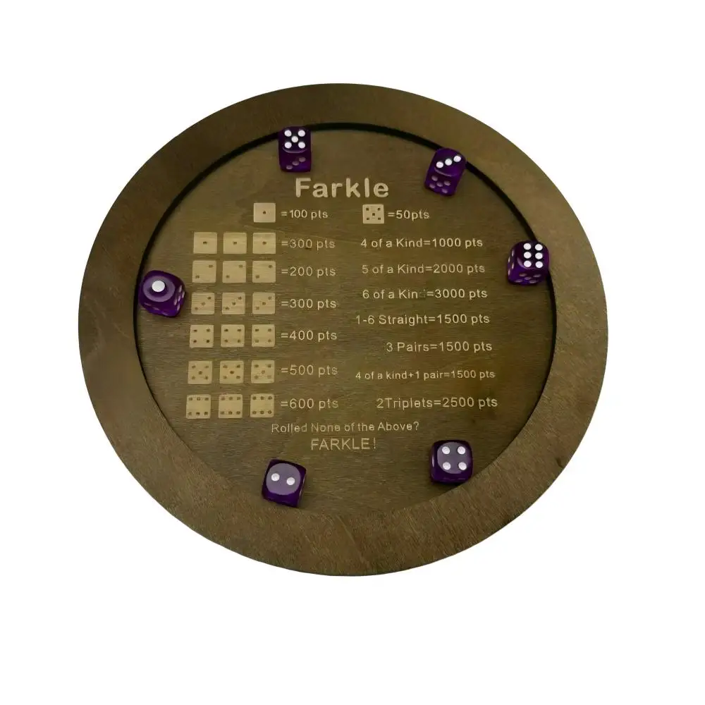 나무 갈색 플레이크 주사위 트레이 1세트 + 주사위 보관 상자 + 주사위 6개(주사위 6가지 색상 사용 가능)